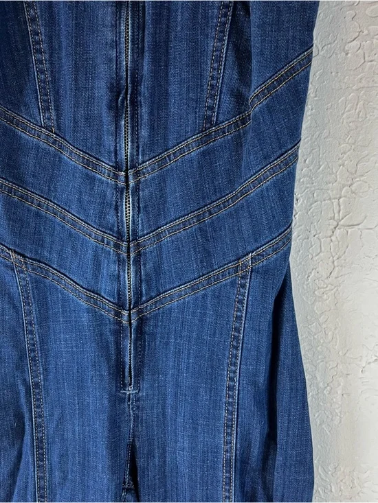 Revice Hollywood Heartthrob Retro Style Denim Flare Jumpsuit in Blue - Picture 9 of 15